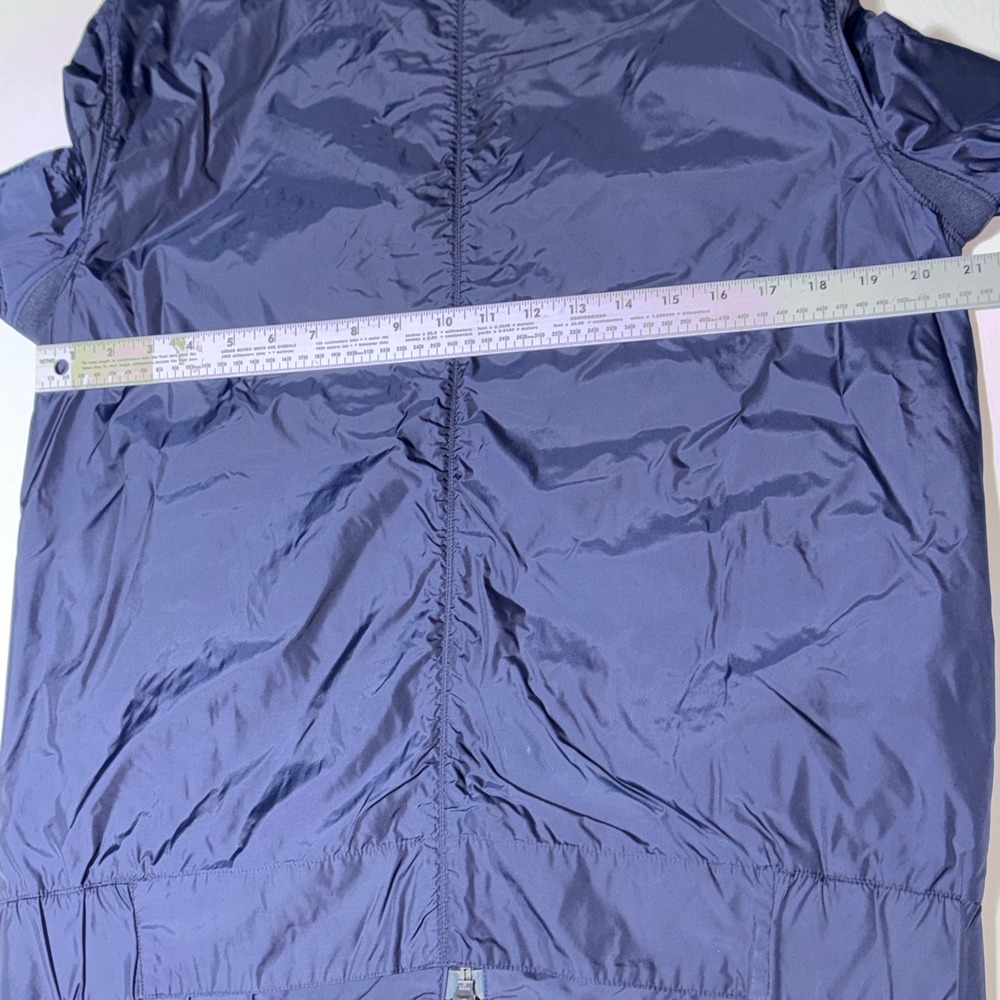 Theory Bomber Jacket Mens M Navy Blue Nylon Full Zip Mock Neck Zipper Cuffs READ - Picture 4 of 12